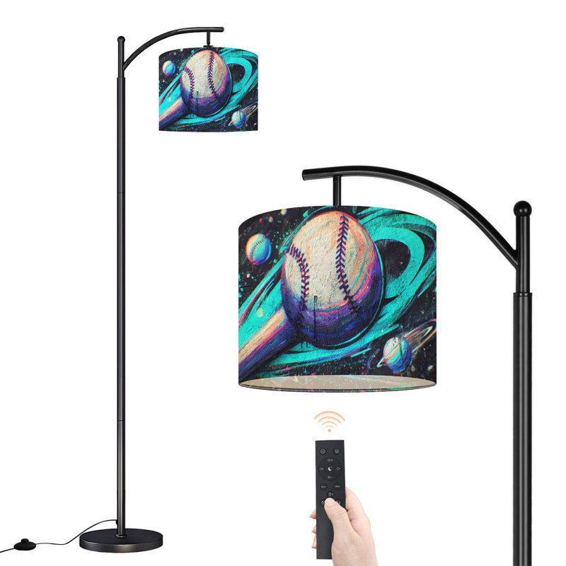 Lampe sur pied Arc avec abat-jour ajustable Urban Baseball Art Bold Neon Graffiti Lampadaire