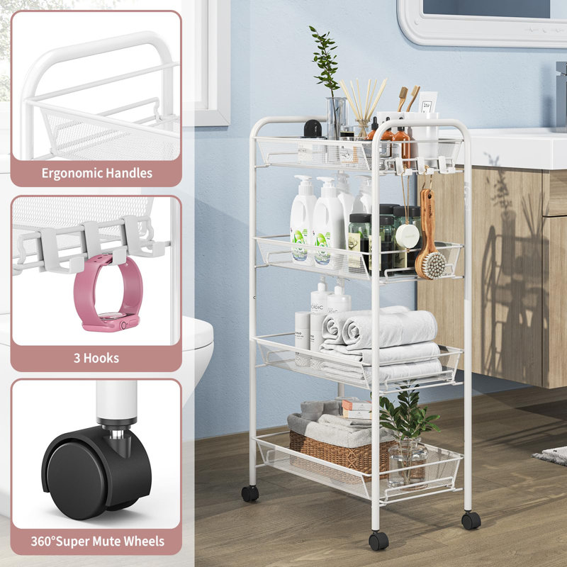 82.8cm H x 43.6cm W Utility Cart, White