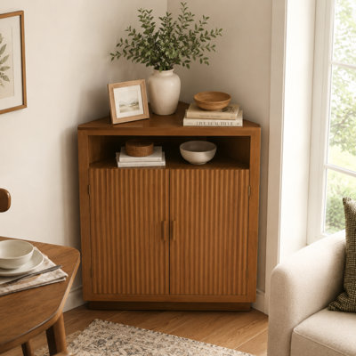 Jahey 2-door Modern Corner Cabinet With Adjustable Storage Shelf