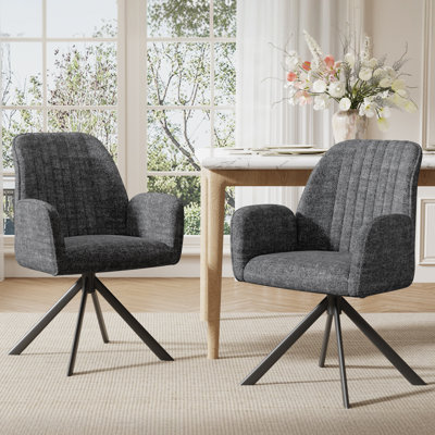 Ensemble de 2 chaises de salle à manger pivotantes et rembourrées modernes, fauteuils d'appoint avec coussin épais pour cuisine, salle à manger, salon