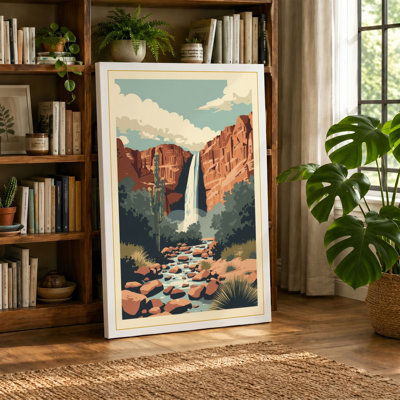 Canyon Waterfall Vintage - Wrapped Canvas