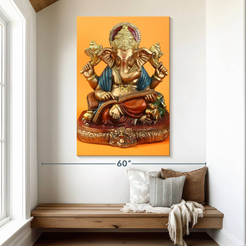 Adella Golden Ganapati Idol, H 51 po x l 34 po