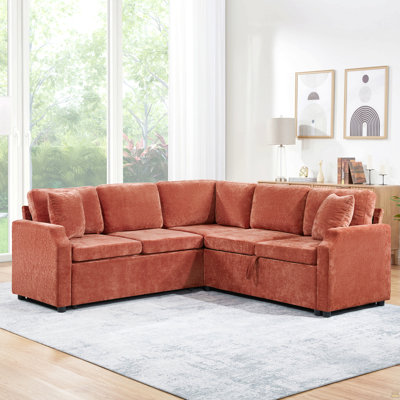 Sectional Sofa Bed L-Shaped Sectional 81.9" Upholstered L-Shaped Sofa With A Sofa Sleeper And A Hidden Storage Compartment