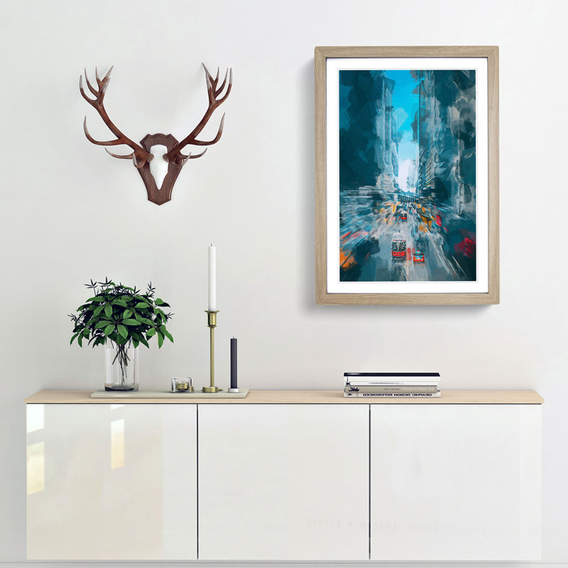 Toronto in Canada in Abstract - Picture Frame Graphic Art Print, Oak, 76cm H x 50cm W x 2cm D