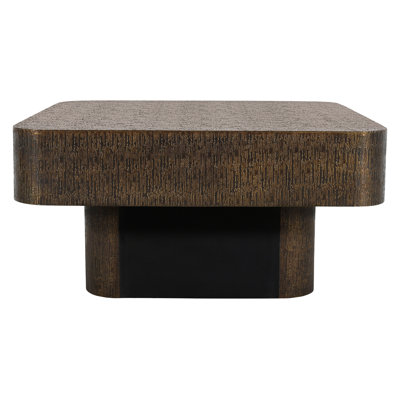 Table basse Landon avec revêtement contemporain en laiton estampé sur bois massif