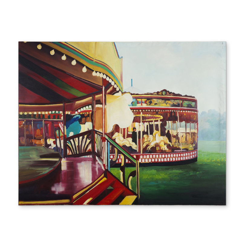 Napperon de chambre à coucher bleu en polyester - Carrousel dans un carnaval