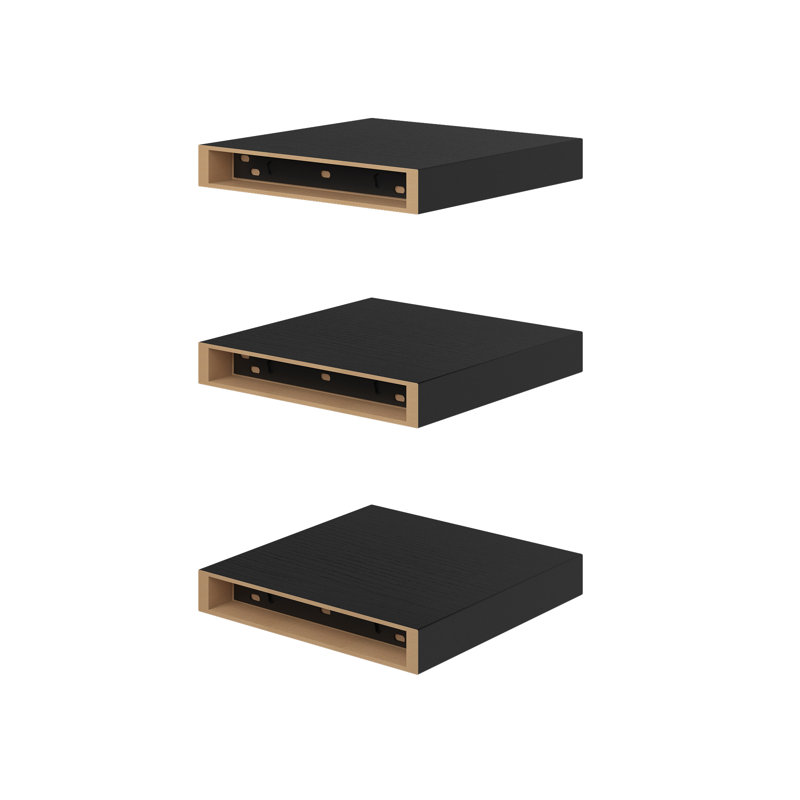 Ensemble de 3 tablettes murales flottantes minimalistes modernes, Noir