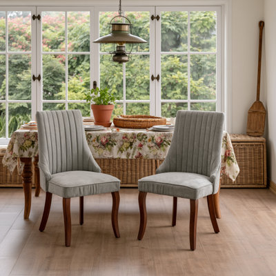 Chaise de salle à manger rembourrée haut de gamme à dossier haut avec pieds en bois massif (lot de 2)