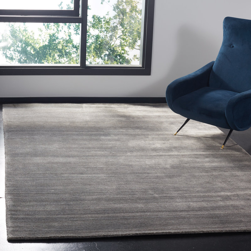 Tapis gris en laine tissé à la main et à plat Mcelroy, Rectangle de 6 pi x 9 pi