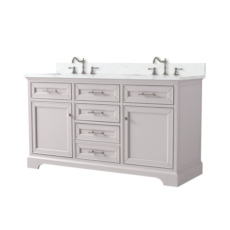 Thompson 60" W Double Vanity, Taupe/Brushed Nickel