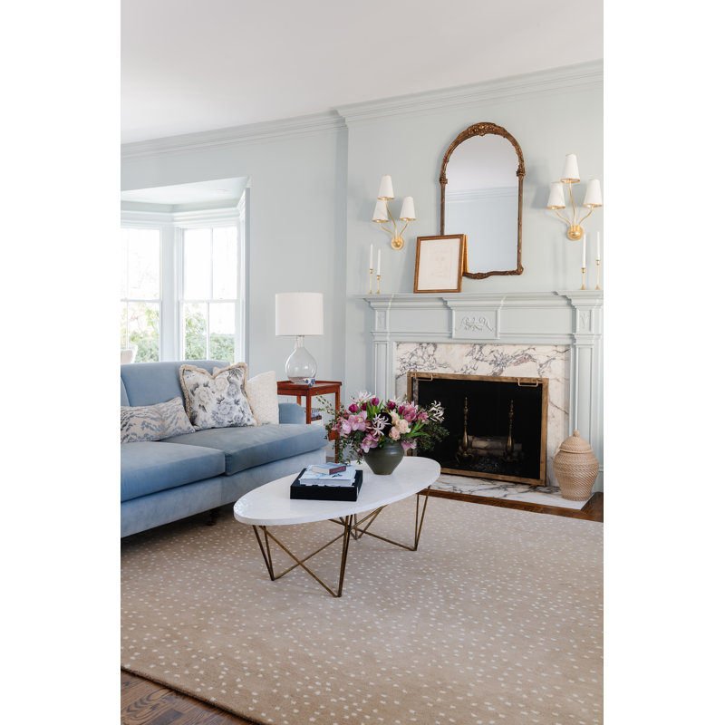 Hand Tufted Wool Area Rug, Rectangle 8'9" x 11'9", Beige/White
