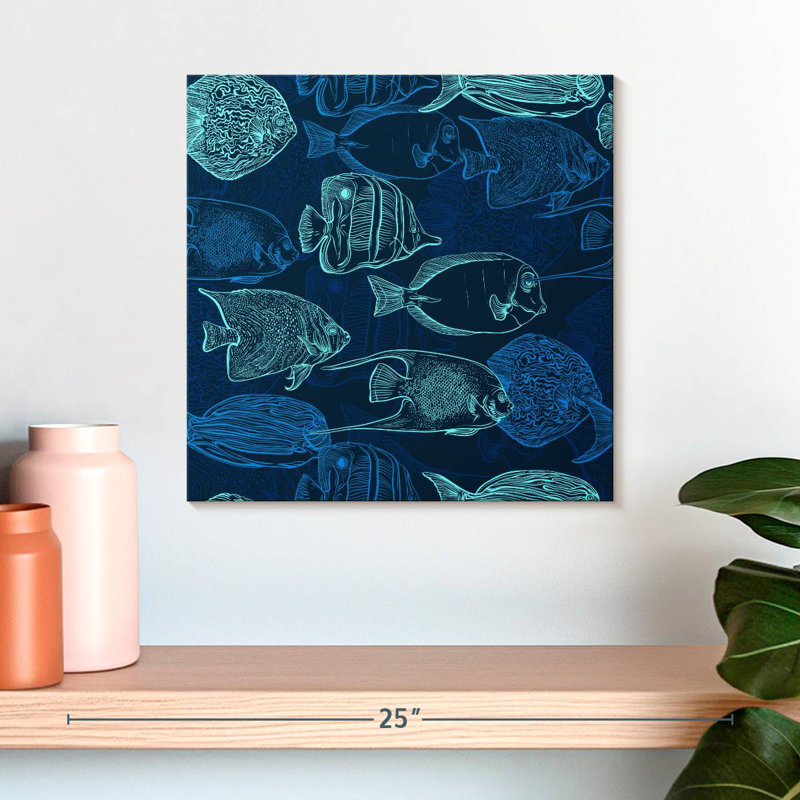 Contours de poisson bleu-vert Brampt, H 16 po x l 16 po