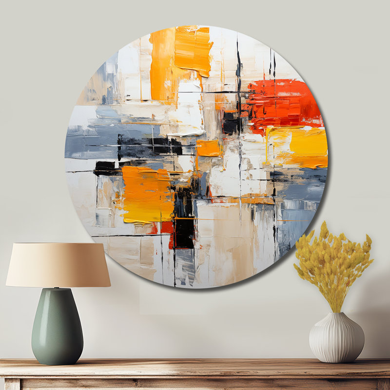 Clairene - Art abstrait rond en métal, H 16 po x l 16 po
