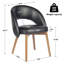 Chaises de salle à manger Aurevo de style moderne du milieu du siècle, revêtues de cuir noir, avec dossier incurvé et pieds en bois massif. Chaises de cuisine rétro pour salle à manger ou restaurant. Montage facile.-1287601891