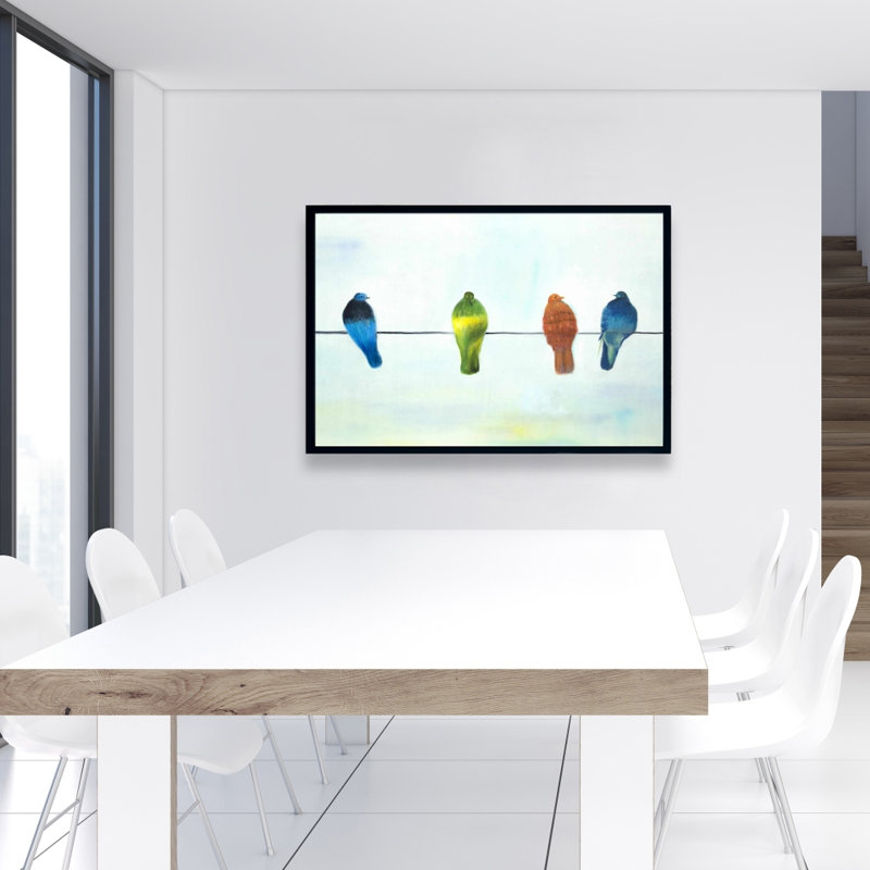 Perchoir, reproduction d'oiseaux abstraits sur toile, H 36 po x l 24 po