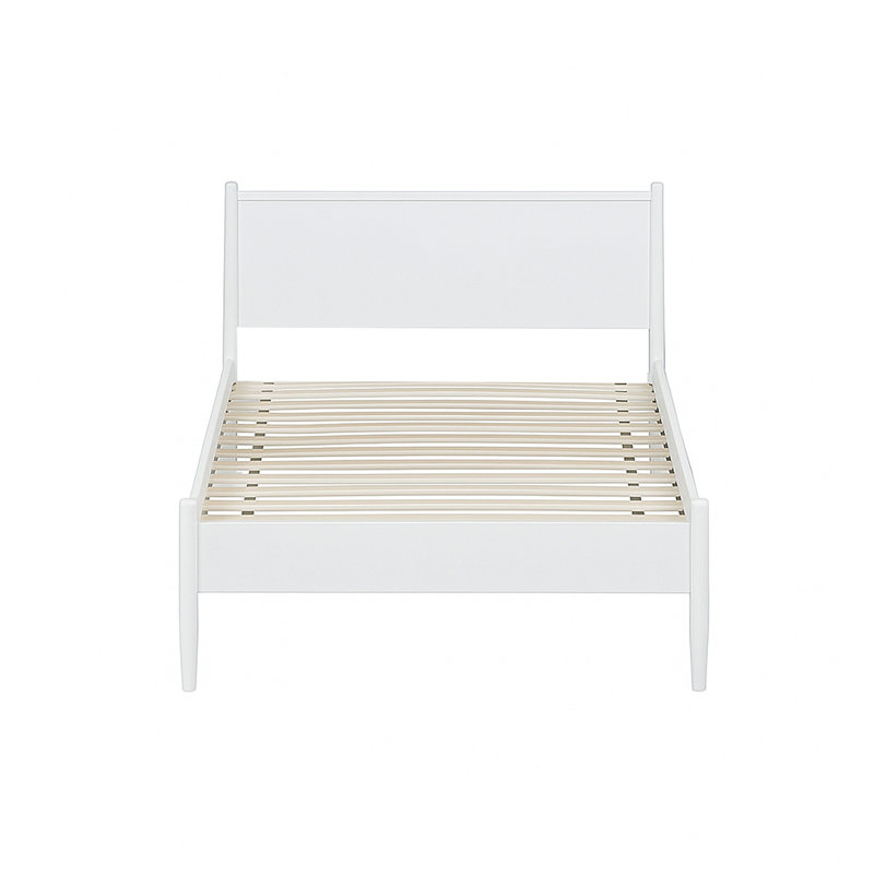 Mid-Century Modern Platform Bed, Twin, White