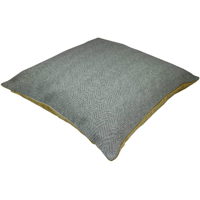 Square Floor Cushion, Grey/Yellow