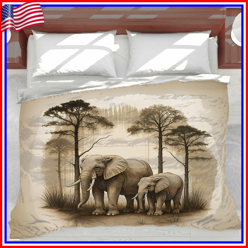 Forest Elephant Bedding, Queen Duvet Cover