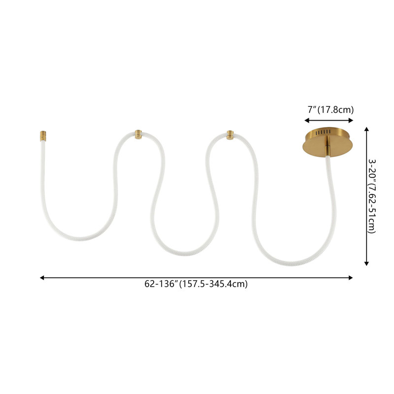 Plafonnier encastré linéaire à intensité variable de 55 po Braunstein, Doré, 20" H x 136" W x 7" D