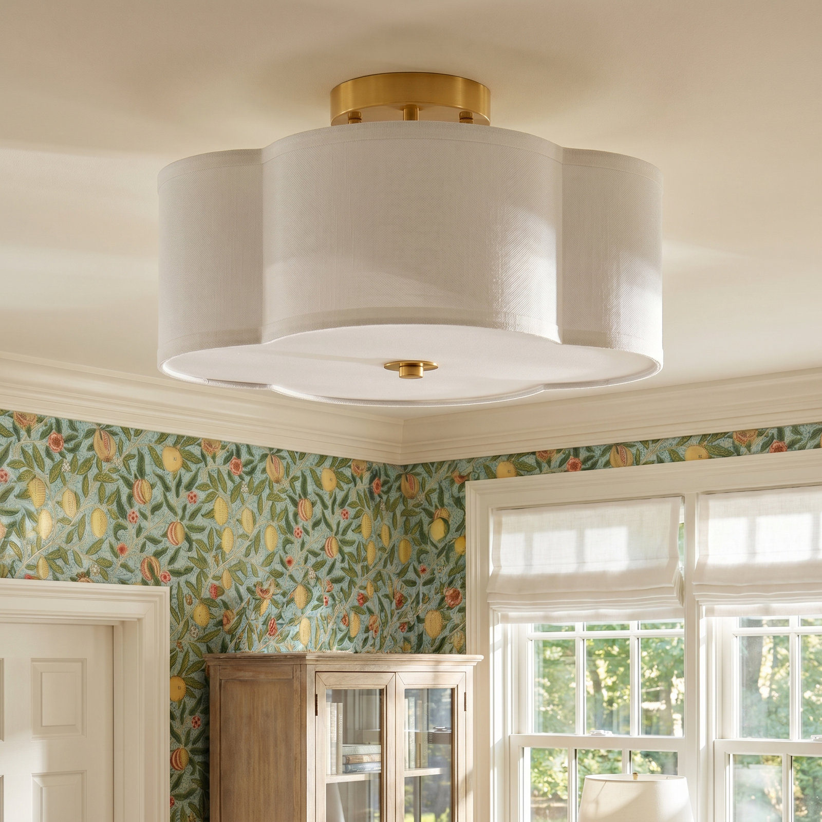 Venoy 4-Light Semi Flush Mount, 6.9" H x 12.6'' W x 12.6" D, Brass