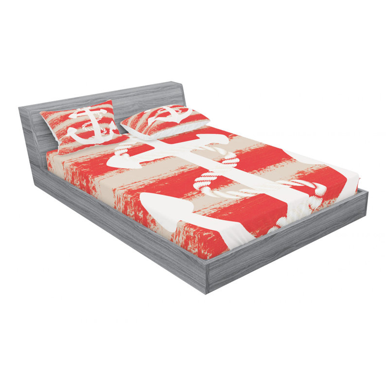 Anchor Microfiber Striped Sheet Set, Queen Sheet Set + Fitted Sheet + 2 Pillowcases