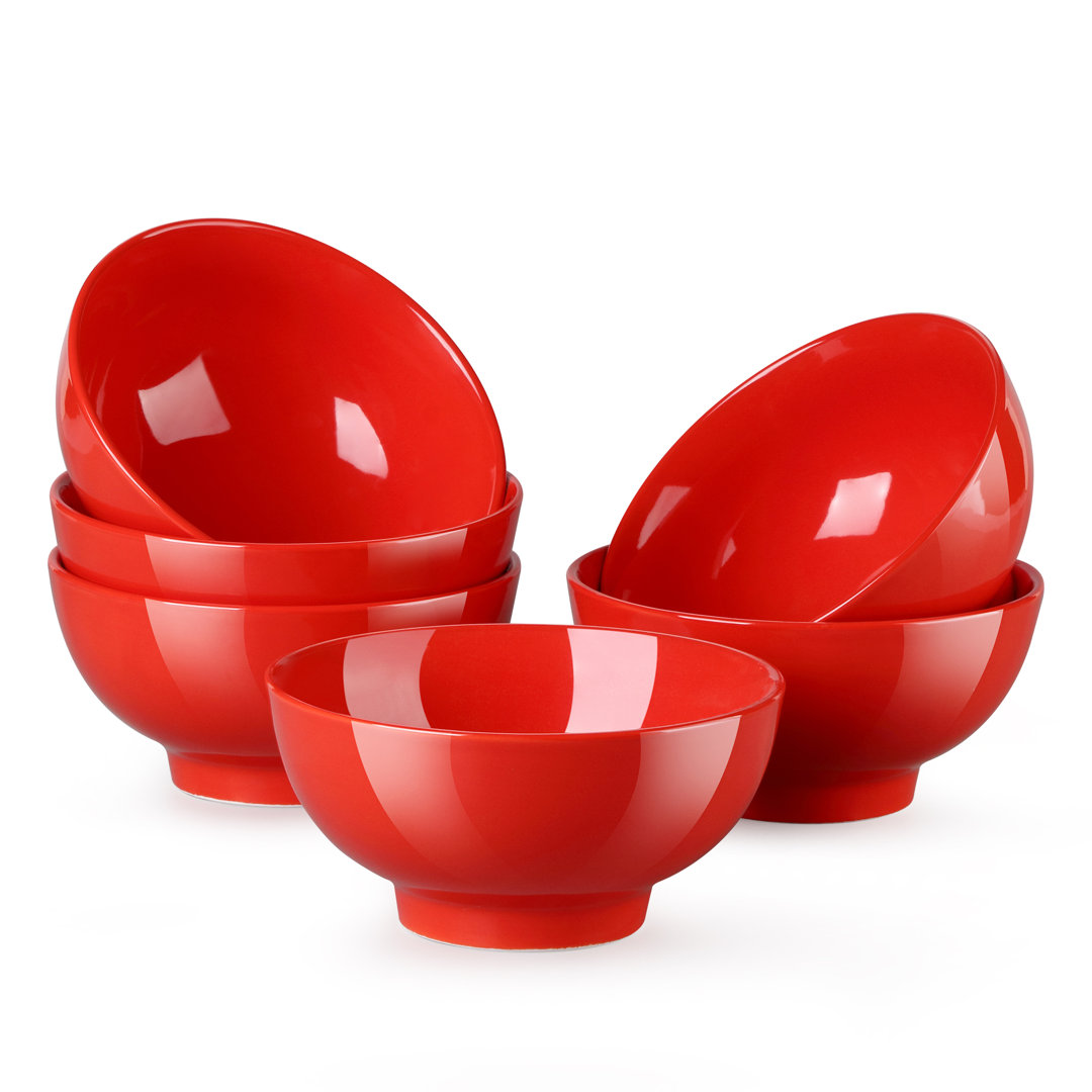 6-Piece 660Ml Assorted Color Porcelain China Cereal Bowl Set
