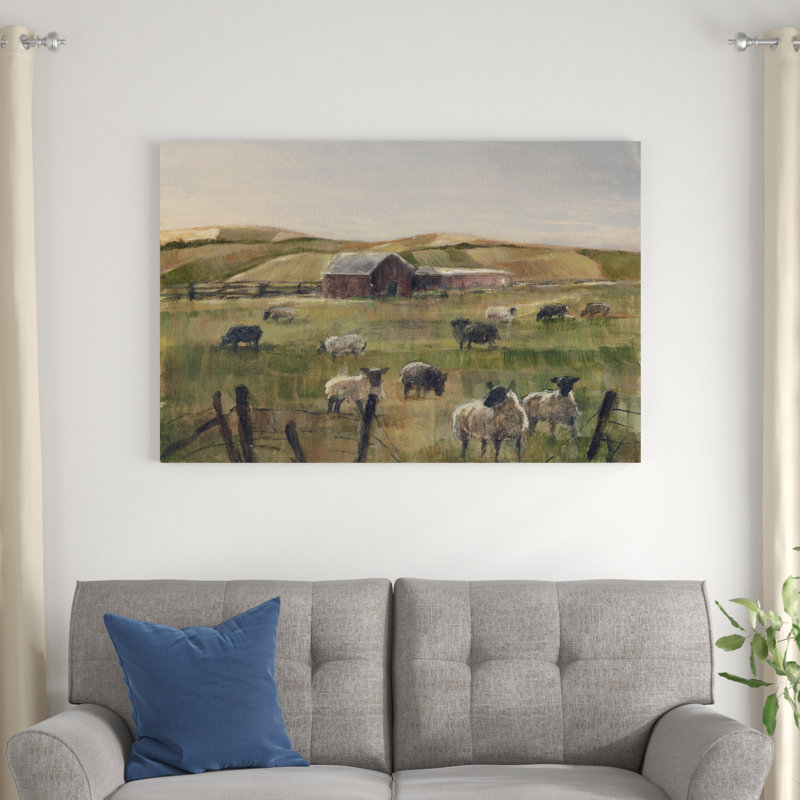 Moutons qui paissent II, H 32 po x l 48 po x P 1,25 po