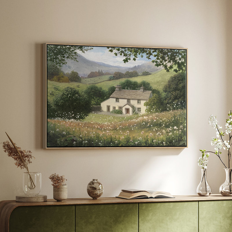 Paysage rétro - CCXLV III - Impression sur toile tendue, Toile argentée avec cadre flottant, H 25 po x l 37 po x P 2 po