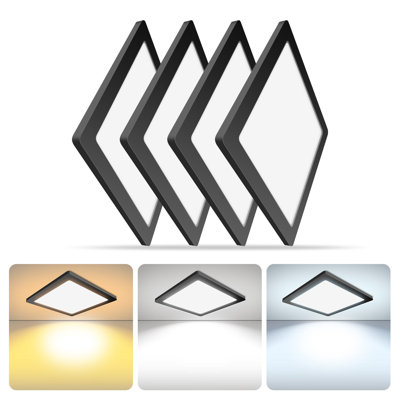 Square Black Ceiling Light, 120V 3CCT Dimmable Slim LED Ceiling Light, Close to Ceiling Light Fixtures for Bedroom, Kitchen, Hallway, Laundry