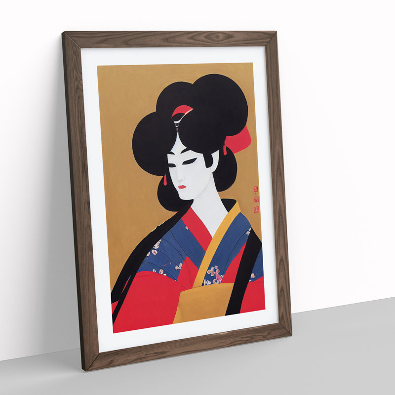 Artistic Geisha No.1 - Wall Art, 46cm H x 34cm W, Walnut Framed
