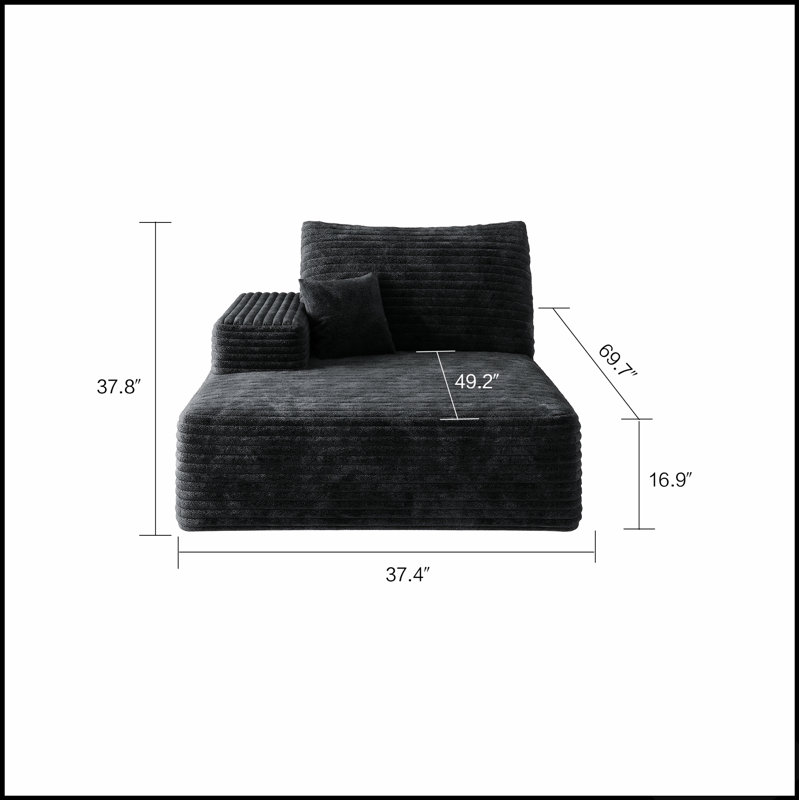 Canapé-lit modulaire moderne à droite avec tissu en velours côtelé moelleux, aucun assemblage requis, idéal pour une détente confortable et un gain de place dans les espaces de vie