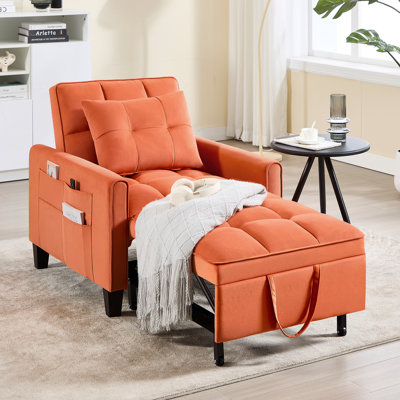 31.7" Wide Upholstered Convertible Sleeper Accent Chair Bed Chaise Lounge Chair Armchair