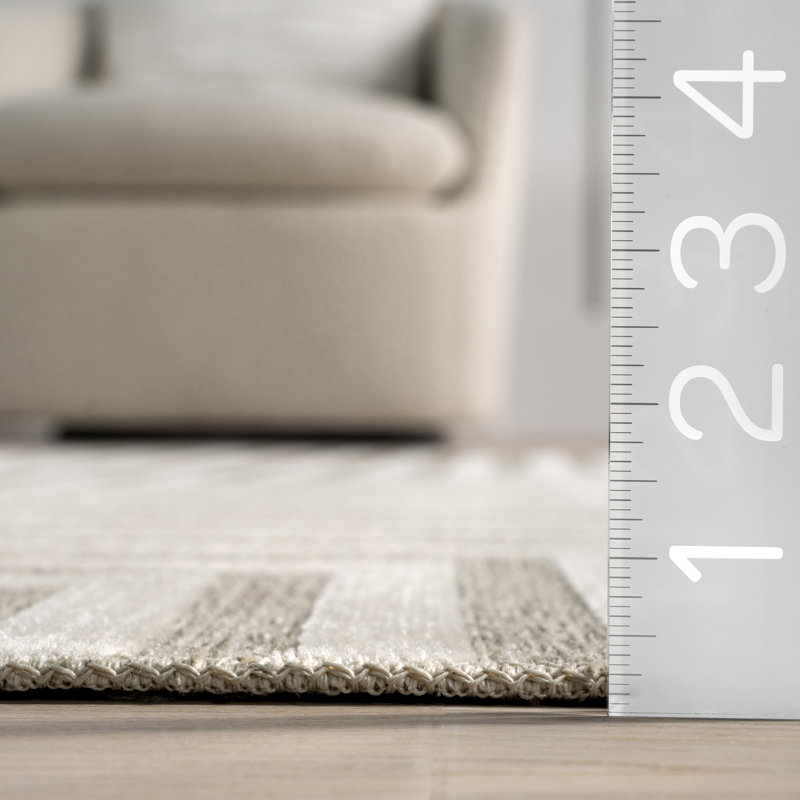 Nicolai Cream Graphic Fringed Reversible Washable Area Rug, 3' 3" x 5'