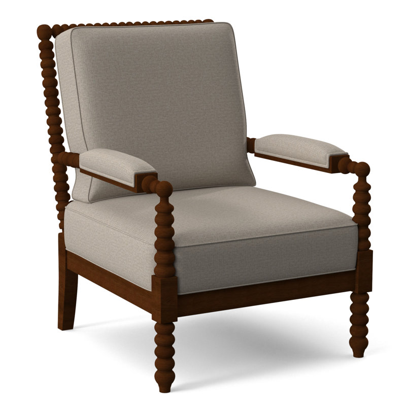 Fauteuil Jamilla Sabrina, Tissu beige performant; 0851-73, Finition café