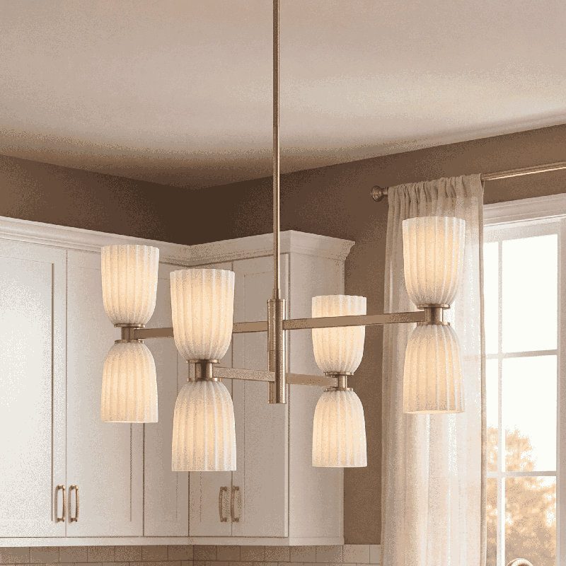Lustre 8 lumières Aldegonde en laiton noble, Noble Brass