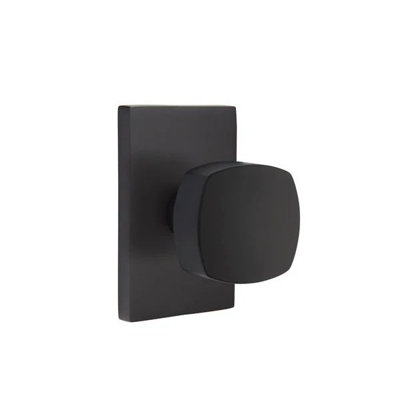 Ensemble de mortaise intérieure Emtek avec rosette rectangulaire moderne et bouton pierre de taille