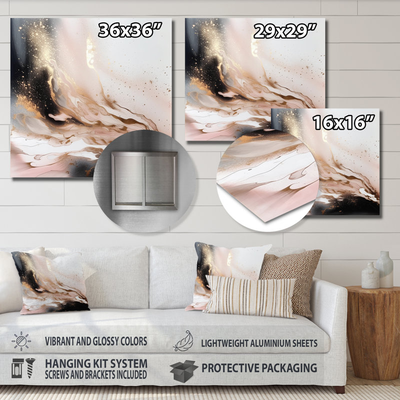 Glam Abstract Wall Decor on Metal, 16" H x 16" W x 1" D