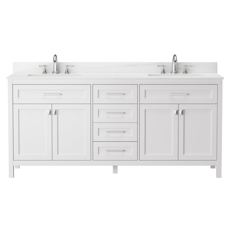 Meuble-lavabo double 72 po avec plateau Ajdina