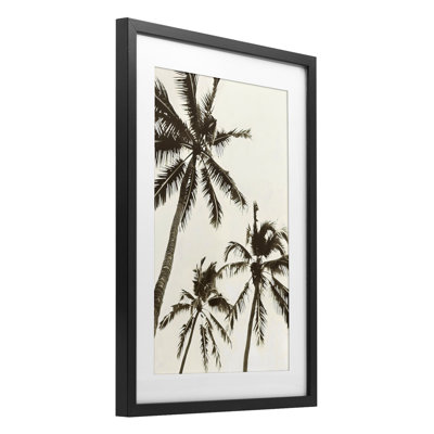 Classic Palm Trees Silhouette Framed Print Under Glass, design by LSR Design Studio