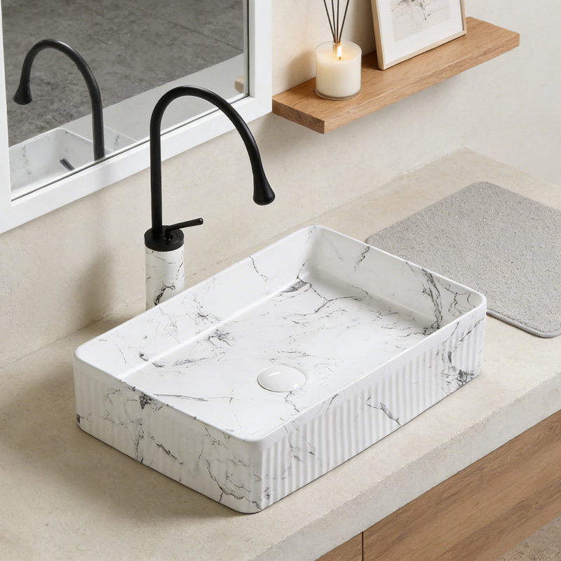 Lavabo vasque de salle de bain 20 "avec robinet, ensemble de drain