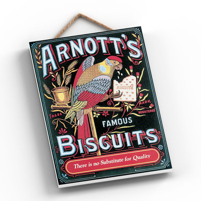 Arnotts Biscuits Vintage Retro Poster Design On Wooden Plaque
