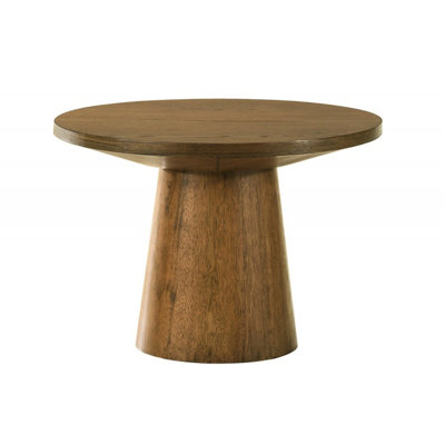 15 In. High Round End Table, Walnut, Pedestal Base, Rubberwood And Oak Veneer, Suitable For Side Styling 22 Rubberwood, Modern Style Primary Living Sp