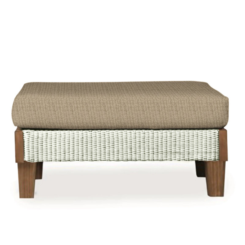Catalina Outdoor Ottoman, Decorline Navy, Ivory