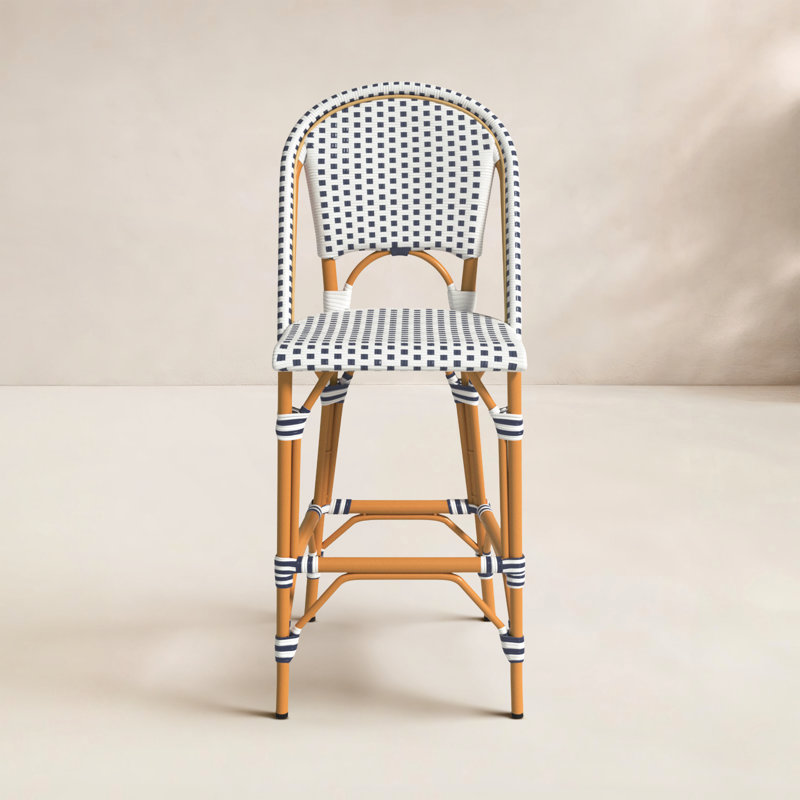 Kerta Outdoor 29.5'' Bar Stool, White/Navy