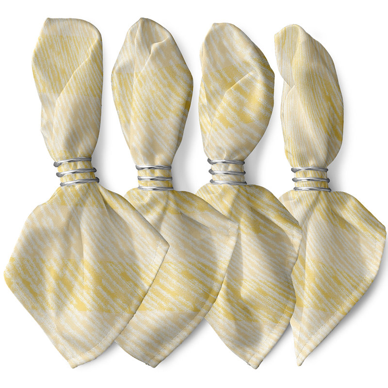 Odelina Polyester Geometric Square Napkin, Yellow
