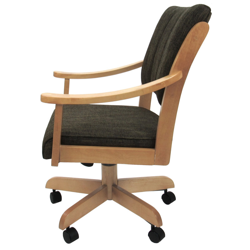 Evteka Dining Caster Chair with Arms, Natural, Sanora Brown