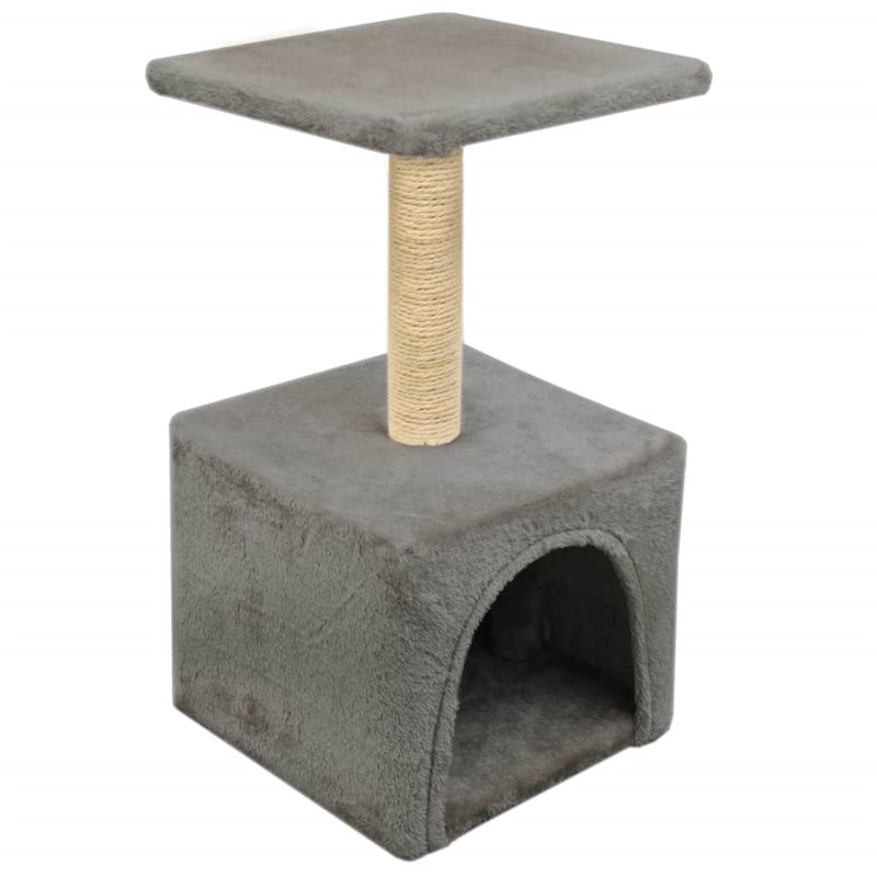 vidaXL Cat Tree Particle board frame, soft plush, sisal rope, Grey