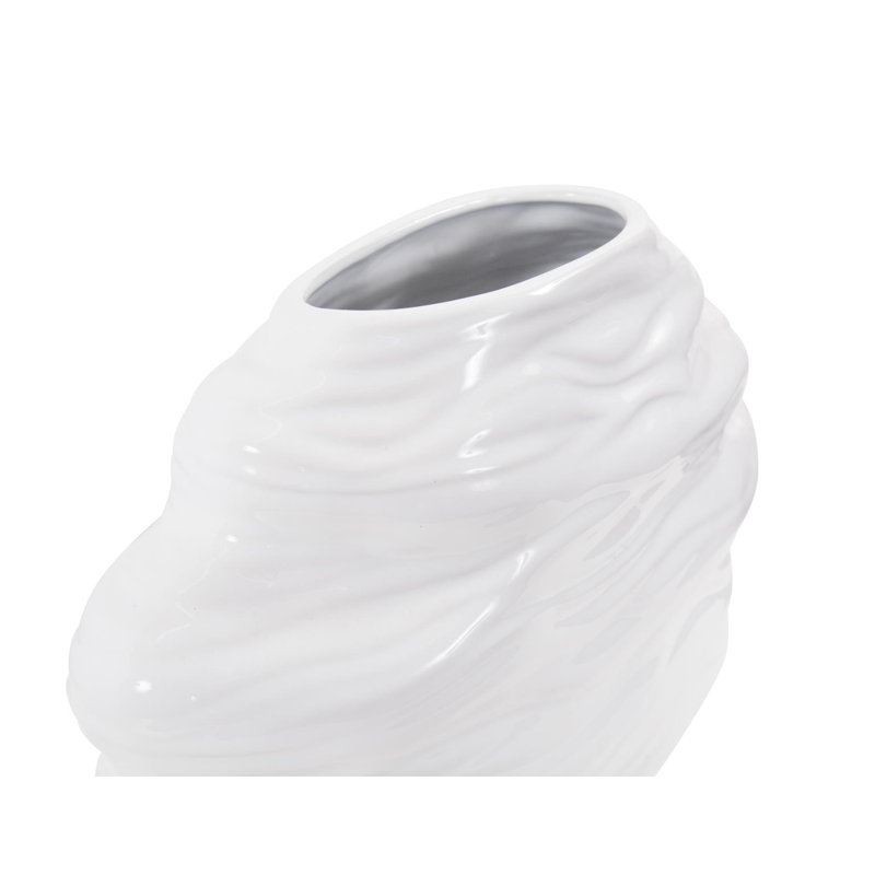Vase en céramique blanc brillant Lamarra, Hauteur totale - 10 po