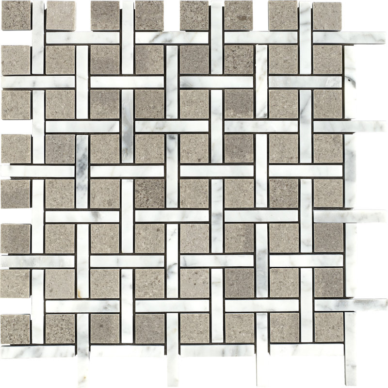 Apartment  Mosaic Pattern Wall & Floor Tile, Miami- Carrara White and Grey
