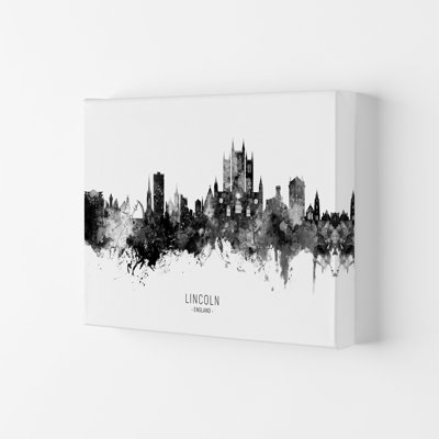 Lincoln England Skyline Black White City Name by Michael Tompsett - Print